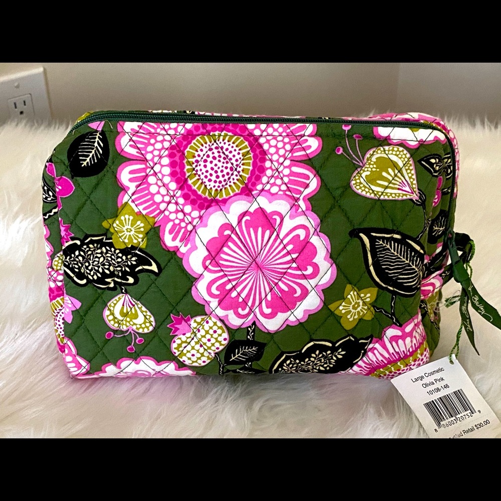 NWT Vera Bradley Olivia Pink Large Cosmetic Bag